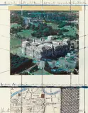Christo, Wrapped Reichstag (Project for Berlin), 1995, Collage: wax crayon, opaque white, pencil, fabric, map, and photo on card on wood