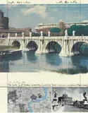 Christo, The Ponte Sant'Angelo, Wrapped, Project for Rome, 1989, Colour lithograph with collage on paper on card