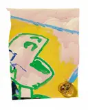 Martin Kippenberger, Untitled (Vorsprung durch Kippenberger), 1991, Oil and varnish with cast resin, collaged on canvas. Approx