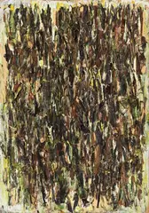 Borkenbild - grünlich by Gerhard Hoehme, 1958, Oil and collage on hardboard, sold Jun 2019