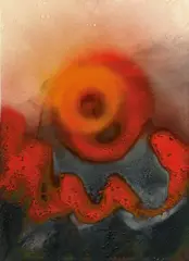 Collar by Otto Piene, 1979, Oil, traces of soot and fire on canvas, sold Jun 2019