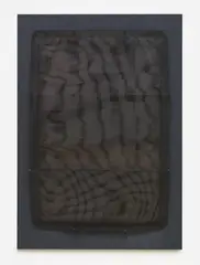 Manuel Rivera, Espejo casi negro (almost black painting), 1965, Wire netting, wire, metal on oil on wood