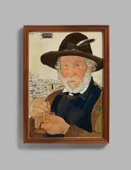Ernest Bieler, Le Marguillier (L'Homme à la tabatière), Circa 1907, Watercolour over pencil on paper, laid down on card by the artist. With an oil sketch (flowers) on the verso
