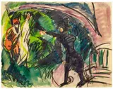 Pantomime Reimann I by Ernst Ludwig Kirchner, Circa 1912/1913, Watercolour, black chalk and pencil on drawing paper, sold May 2019