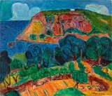 Hans Purrmann, Küstenlandschaft bei Lacco Ameno, Ischia, 1956, Oil on canvas