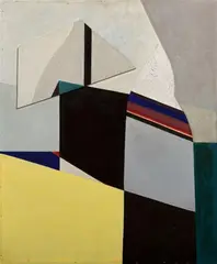 Kurt Schwitters, Das Gustav Finzlerbild, 1926/1936, Oil on wood on wooden panel (assemblage)