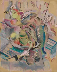 Alice Bailly, Fruits et mains (L'offrande), 1919, Gouache and India ink over pencil on firm brownish paper