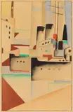 Gustave Buchet, Bâteaux à vapeur, Watercolour on laid paper 45.2/