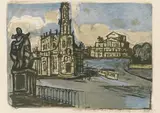 Otto Dix, Hofkirche in Dresden, 1955, Farblithografie auf kräftigem "Van Gelder Zonen"-Bütten