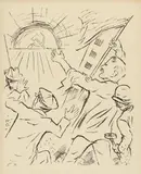 1917 (Revolution in Russia) by George Grosz, Circa 1924, Brush and India ink drawing on firm wove paper with watermark "1 UNIVERSAL 1", sold May 2019
