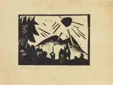 Lyonel Feininger, Gebirgsdorf (Dorf im Gebirge), 1918, Woodcut on very fine Japan laid paper 11.2 x 15.7 (