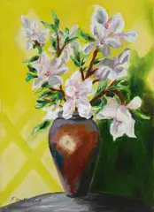 Magnolienstrauß by Franz Heckendorf, Oil on canvas, sold May 2019