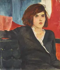 Willy Jaeckel, Junge Frau auf Barcelona-Sessel, Circa 1930, Oil and tempera on canvas