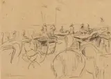 Max Liebermann, Strandterrasse in Noordwijk, Circa 1913, Double-sided drawing. Each black chalk on machine-made laid paper