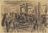Max Liebermann, Weberei in Laren, Circa 1897, Charcoal drawing on brownish wove paper