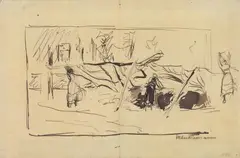 Die Bleiche by Max Liebermann, Presumably 1886, Pen and ink drawing on laid paper, offered May 2019
