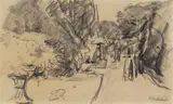 Max Liebermann, Parkansicht, Circa 1917, Charcoal on drawing paper