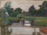 Otto Modersohn, Landschaft an der Wümme, 1917, Oil on wooden panel