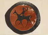 Ewald Mataré, Der Reiter, 1949, Colour woodcut on Fabriano laid paper with watermark "FABRIANO ITALIA - ROMA"