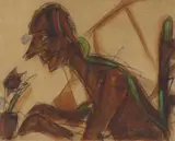 Mann mit der Tulpe by Christian Rohlfs, Circa 1921, Tempera und India ink over charcoal on canvas, sold May 2019