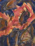 Sonnenblumen by Christian Rohlfs, 1923, Water tempera on watercolour laid paper, sold May 2019