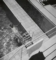 Jean Moral, Untitled (Juliette à la Piscine Molitor), c. 1932, Vintage ferrotyped gelatin silver print on Agfa-Brovira paper