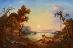 Georg Gmelin, Sunrise over the Bay of Naples, Oil on canvas