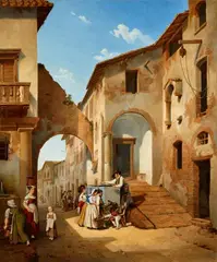 Michael Neher, A Street in Tivoli, Oil on canvas