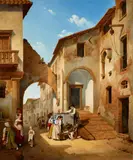 Michael Neher, A Street in Tivoli, Oil on canvas