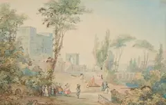Woldemar Hermann, Harvest Festival at the Villa d´Este near Tivoli, Watercolour on paper