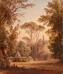William James Müller, The Park of the Villa Borghese in Rome, Watercolour