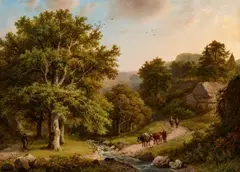Barend Cornelis Koekkoek, Woodland Stream, Oil on panel