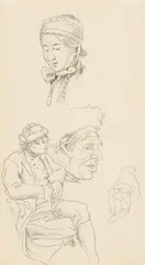 Wilhelm Busch, Sketch with Four Figure Studies, Pencil on paper