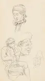 Wilhelm Busch, Sketch with Four Figure Studies, Pencil on paper