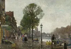 Heinrich Hermanns, A Dutch Canal, Oil on canvas