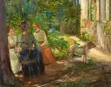 Fritz von Uhde, The Little Chat (Garden Scene), Oil on canvas (relined)