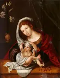 Jan Gossaert, called Mabuse, circle of, The Virgin and Child with a Lily, Oil on panel