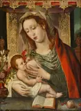 Jan Gossaert, called Mabuse, circle of, The Virgin and Child beneath a Canopy, Oil on panel (parquetted)