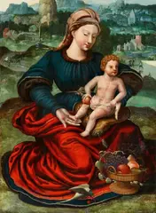 Flemish School circa 1530, The Virgin and Child in a Landscape, Oil on panel (parquetted)