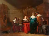 Christoffel van der Laemen, Merry Company Making Music in an Interior, Oil on panel (parquetted)
