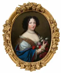 Jean Guynier, Portrait of a Lady with Flowers, Oil on canvas (edges relined)