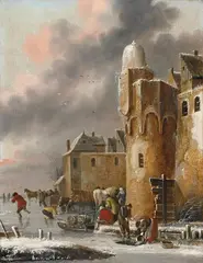 Winter Landscape by Thomas Heeremans, Oil on panel, sold May 2019
