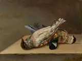 F. A. Brandel, Still Life with two Birds, Oil on panel. Each