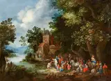 Johann Jakob Hartmann, Forest Landscape with the Baptism of Christ, Oil on copper
