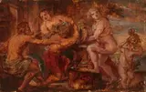 An Allegorical Scene by Flemish School 17th century, Oil on paper mounted on panel, sold May 2019