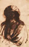 Bust of a Man in a Turban by called Il Guercino Giovanni Francesco Barbieri, Pen and brown ink, sold May 2019