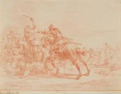Johann Philipp Lemke, Cavalry Battle, Red chalk on paper