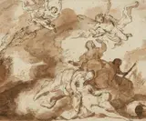 French School early 18th century, Dido's Death, Brown ink and was