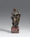 A bronze figure of Saint Matthew by Jacob Cornelisz Cobaert workshop or follower, Cast in the round and patinated. Figure of Matthew the Evangelist standing on a plinth with an open book in his hands an, sold May 2019