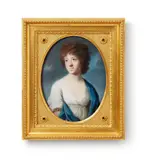Portrait of a Lady in a Blue Shawl by attributed to Johann Heinrich Schröder, Chalk pastel on parchment., sold Apr 2019